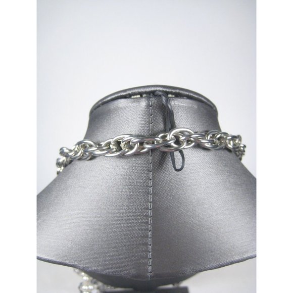 Imitation Pearl Beaded Necklace 45 inch Silvertone Heavy Chain Strand Statement - Picture 13 of 13